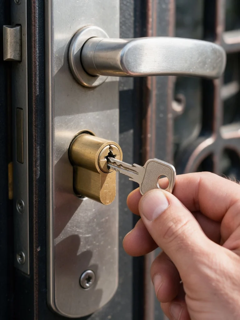Chiave rotta nel cilindro europeo di una porta blindata