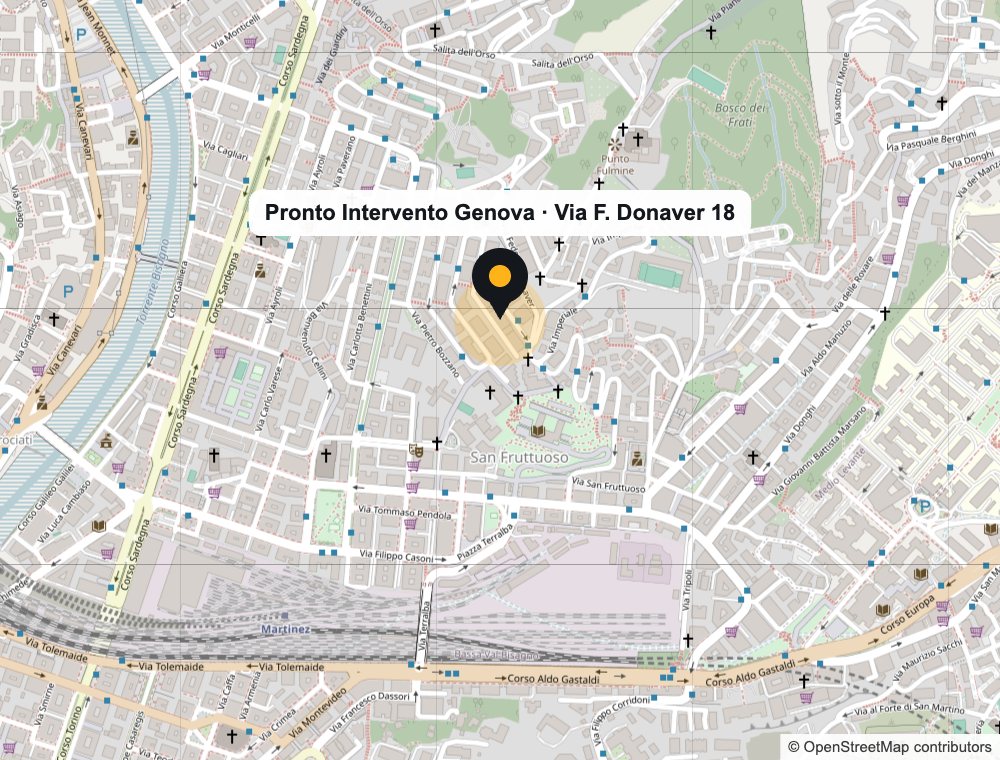 Mappa della sede di Pronto Intervento Genova in Via Federico Donaver 18, Genova